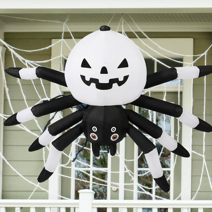 GOOSH 5 FT Width Halloween Inflatables Outdoor Decorations Spider with Magic Light, Blow Up Yard Decorations with LED Lights for Party Yard Garden Lawn