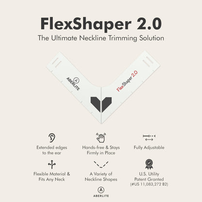 Aberlite FlexShaper 2.0 - Beard Shaper for Men - Hands-Free & Flexible Neckline Guide - Beard Trimmer Tool - Lineup Stencil Kit - White