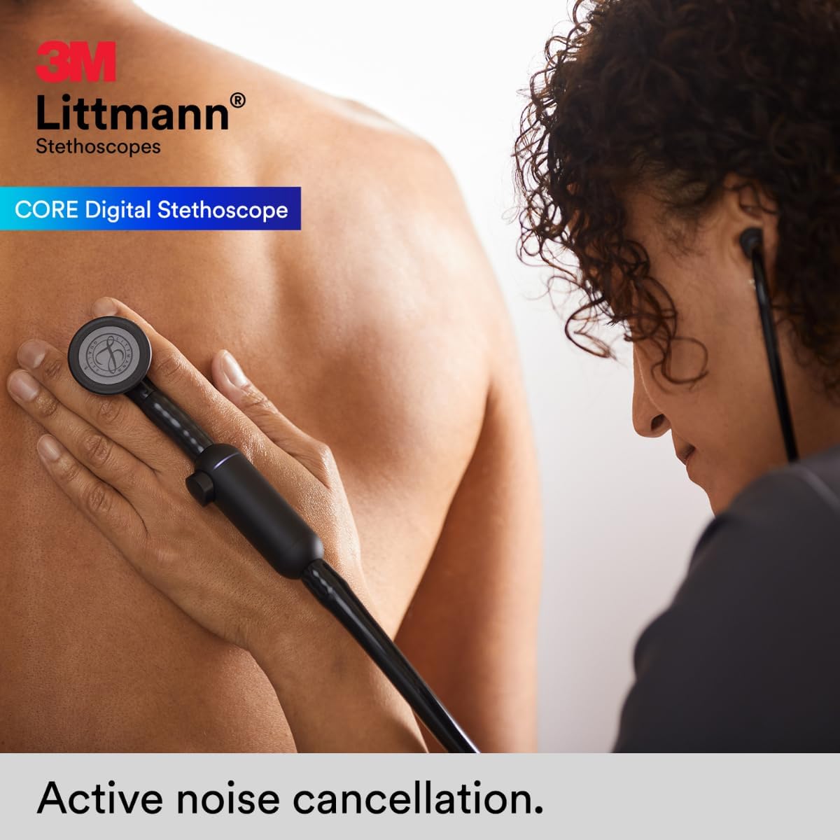 3M Littmann CORE Digital Stethoscope, Our Most Advanced Stethoscope Yet, Up To 40x Amplification, Active Noise Cancellation, In-App Sound Wave Visualization, Black-Finish Chestpiece, 8480