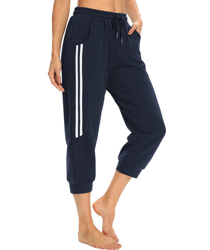 KDi Women's Shorts Jogger Sweatpants Running Trousers Tracksuit Capri Pants (XL, 1# Navy Blue)