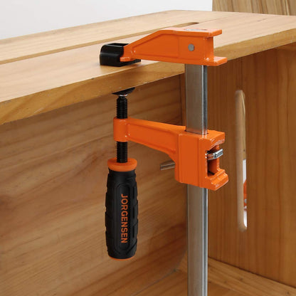 JORGENSEN 2-pack Steel Bar Clamps Set, 12-inch Medium Duty, 600 Lbs Load Limit, for Woodworking