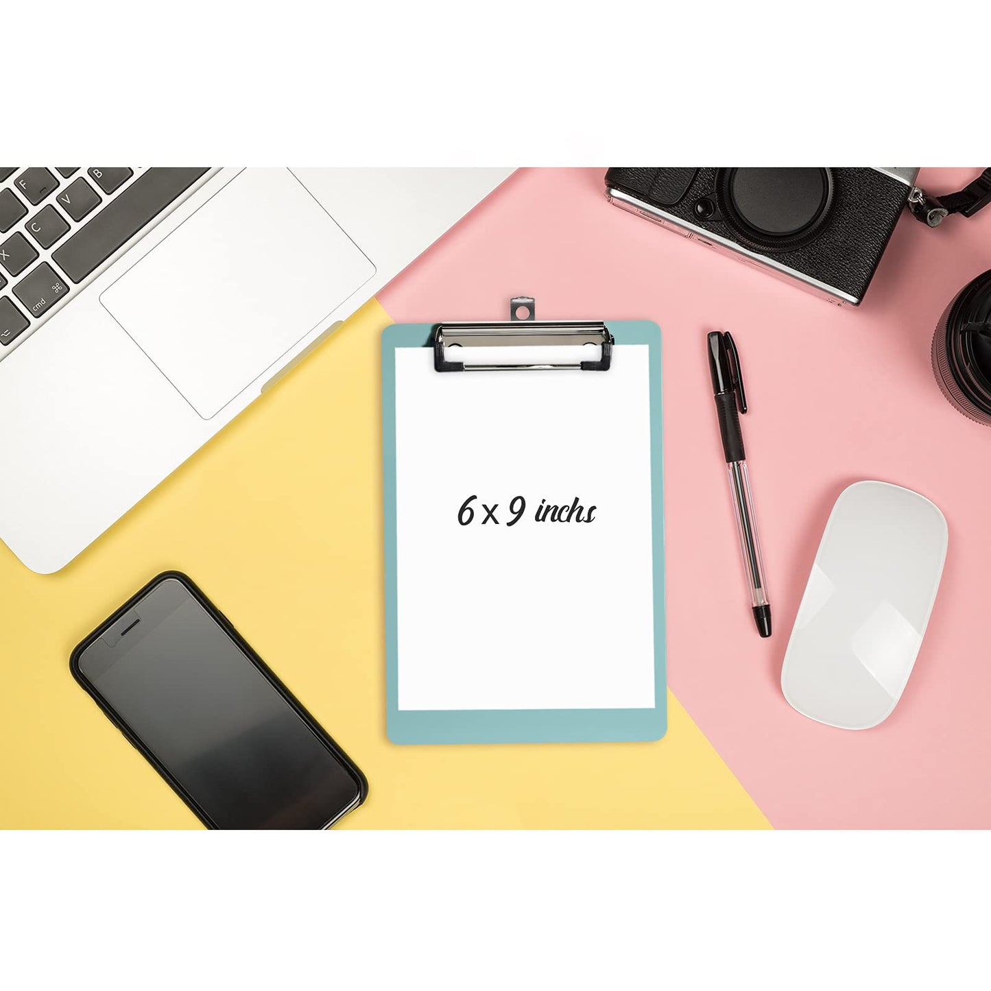 Hongri Plastic Small Clipboard, Green Memo Size Clip Board for Students, Kid, Women, Home, Low Profile Clip, Mini Size 6 x 9 in, Office Supplies & School Supplies