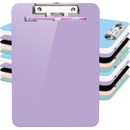 1 PCS A4 Clipboards,Plastic Clipboard with Pen Holder,Clip Boards 8.5x11 with Low Profile Clip,Cute Hanging Clipboard for School Office Supplies Clipboards for Kids,Portable ClipBoard for Nurse-Purple