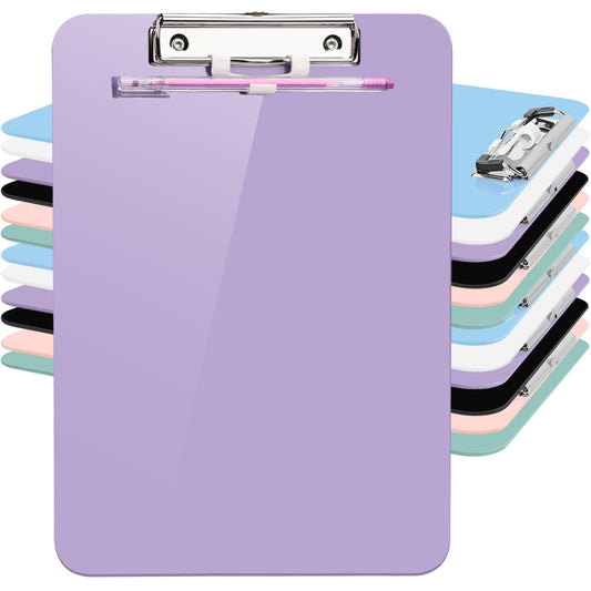 1 PCS A4 Clipboards,Plastic Clipboard with Pen Holder,Clip Boards 8.5x11 with Low Profile Clip,Cute Hanging Clipboard for School Office Supplies Clipboards for Kids,Portable ClipBoard for Nurse-Purple