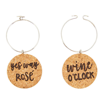 Juvale Wine Glass Charms - 1-Inch Circle Cork, 12-Pack - Wine Charms for Stem Glasses & Funny Party Decor - Birthday Party Favors
