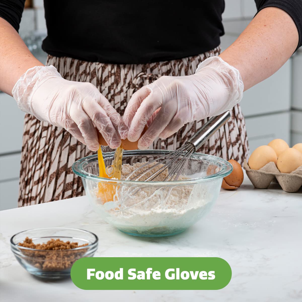 Comfy Package Disposable Vinyl Gloves – Clear, Latex-Free, Powder-Free, BPA-Free – Safe for Food Handling, Cooking & Cleaning (100, Medium)