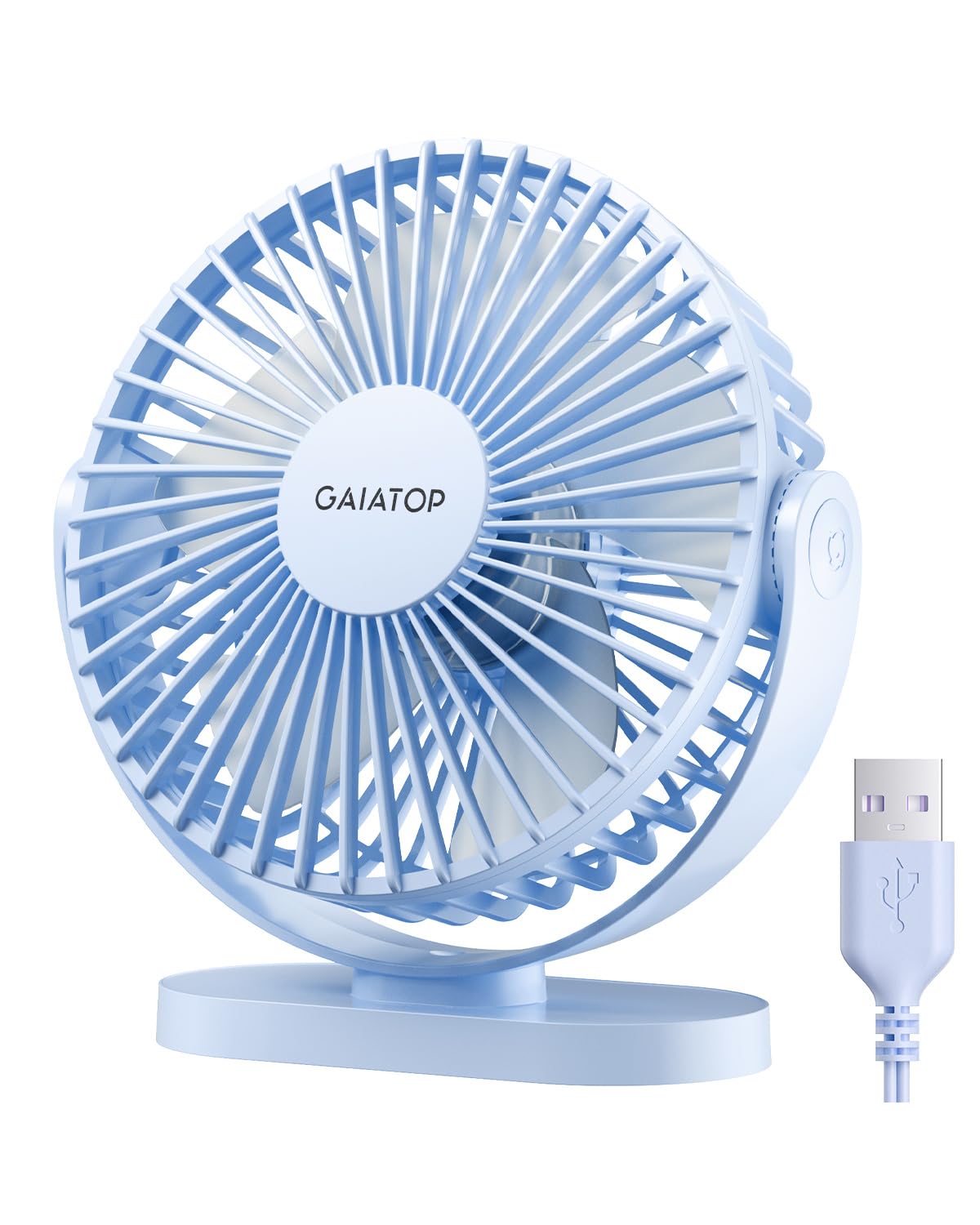 Gaiatop USB Desk Fan, 5.5 Inch Small Quiet Powerful 3 Speeds 90° Rotate, Personal Mini Portable Desktop Table Fans, Cooling for Home Office Car Travel Indoor Outdoor Pink