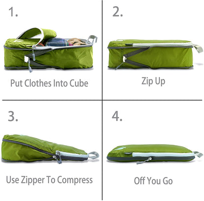 Cipway Compression Packing Cubes Set, Ultralight Expandable Travel Packing Organizers for Carry on Luggage (Green 3pcs)