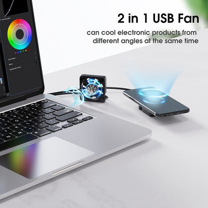 ELUTENG Dual 40mm USB Fan with 3 Speeds Adjustable 5V PC Fan Max 5500RPM 40mm * 40mm * 25mm Mini Case Fan Quiet Computer Fan Compatible for PC, TV Box, Router, Xbox, PlayStation