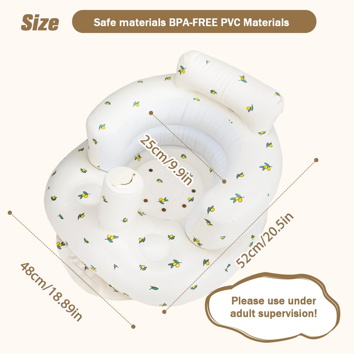 Inflatable Baby Chair, AirSwim Baby Inflatable Seat for Babies 3 Months and Up Summer Inflatable Baby Seat for Sitting Up, Blow Up Baby Floor Seat with Built in Air Pump, Orange