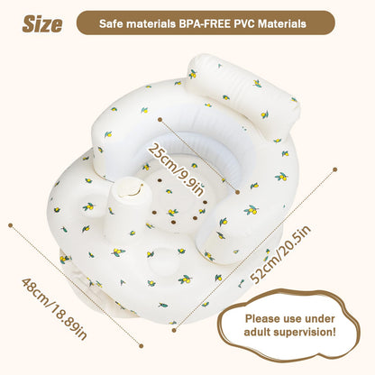 Inflatable Baby Chair, AirSwim Baby Inflatable Seat for Babies 3 Months and Up Summer Inflatable Baby Seat for Sitting Up, Blow Up Baby Floor Seat with Built in Air Pump, Orange