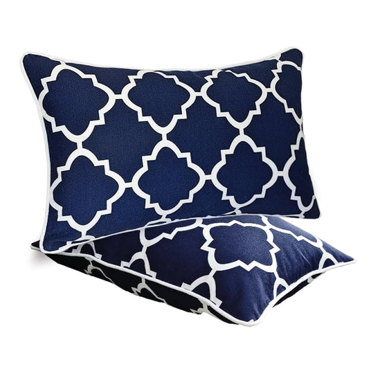 JMGBird Outdoor Waterproof Lumbar Pillows Set of 2 with Insert 12x20 Inch for Patio Furniture