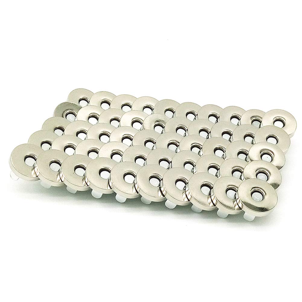 50 Sets Silver Tone Magnetic Purse Snap Clasps Button/Great for Closure Purse Handbag Clothes Sewing Craft No Tools Required 14mm (18Y50)