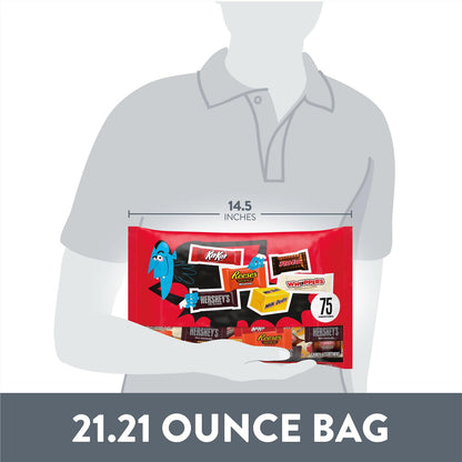 HERSHEY'S Miniatures Assorted Flavored, Halloween Candy Bag, 21.21 oz (75 Pieces)