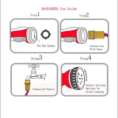 Garden Hose Nozzle Hand Sprayer 7 Pattern High Pressure Watering Nozzles Spray Gun