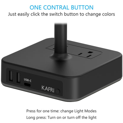 KAFRI RGB Dual Headphone Stand with USB C Charger Desk Gaming Double Headset Holder Hanger Rack with 3 USB Charging Port and 2 Outlet - Suitable for Gamer Desktop Table Game Earphone Accessories Gift