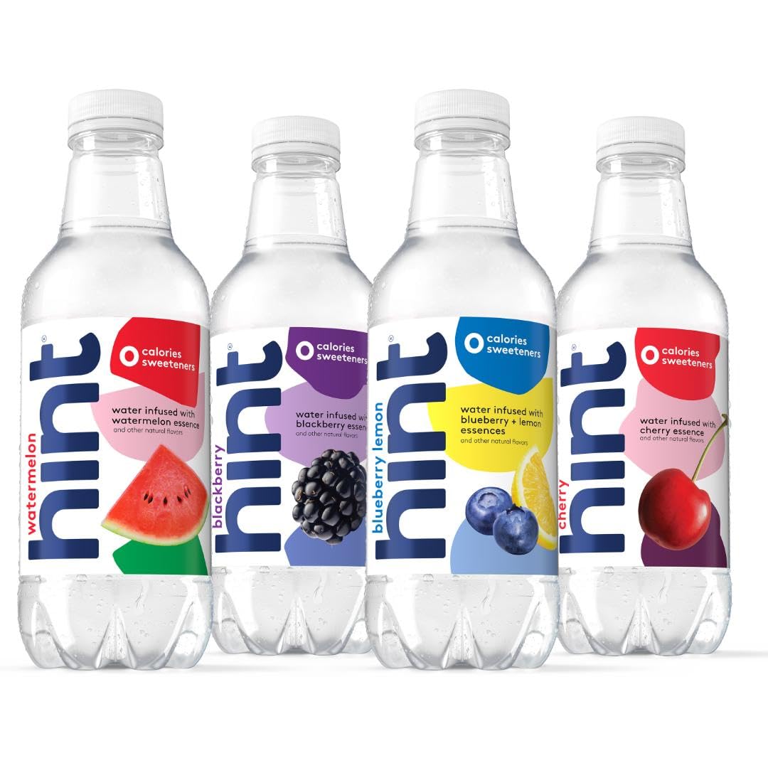Hint Blue, White, and Purple Variety Packs - Purified Flavored Water, Zero Calories, Sugar Free, Natural Flavors - 16 Fl Oz (Pack of 36) Still Bottled Water