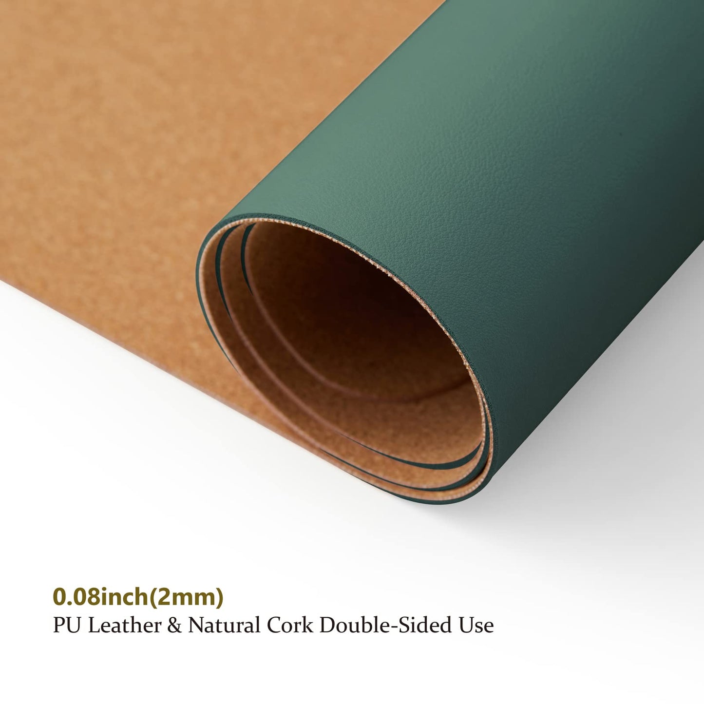 Cork Desk Mat - Dual-Sided Desk Pad for Office and Home - Desk Organization and Accessories - Ideal for Large Mouse Pad and Desk Mats on Top of Desks(Dark Green,36"x 17")