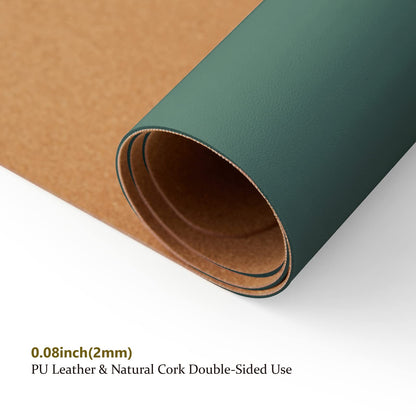 Cork Desk Mat - Dual-Sided Desk Pad for Office and Home - Desk Organization and Accessories - Ideal for Large Mouse Pad and Desk Mats on Top of Desks(Dark Green,36"x 17")