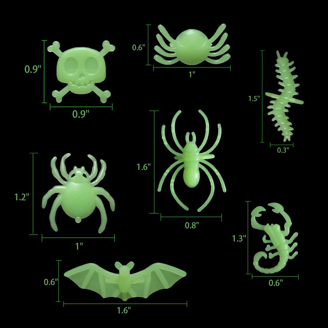 kockuu 56pcs Spider Rings Glow in The Dark Plastic Bugs Insects Ring Toys for Kids Toddlers Halloween Party Favors Trick or Treat Rings April Fool's Day Prank Gifts