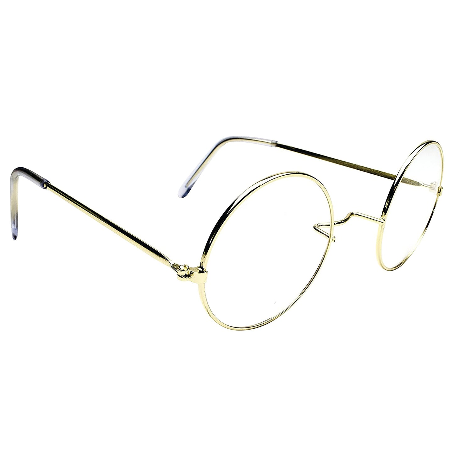 Kangaroo Gold Costume glasses - Round Fake Glasses For Men and Kids - Circular Glasses Spectacles - Metal Frame Plastic Lenses - Non Prescription - Nerd Halloween Cosplay Accessories and Apparel