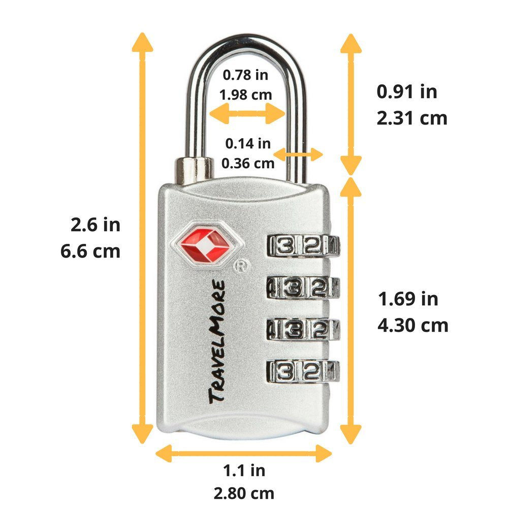 5 Pack TSA Luggage Locks with 4 Digit Combination – Heavy Duty Set Your Own Padlocks for Travel, Baggage, Suitcases & Backpacks - Silver