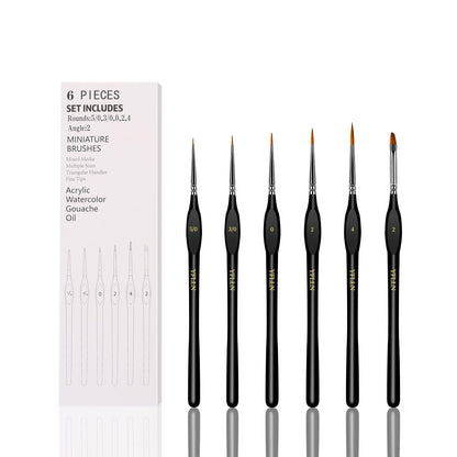 6Pcs Miniature Paint Brushes Set with Triangular Handles - for Acrylics, Oils, Watercolors & Paint by Number, Figurine(Black)
