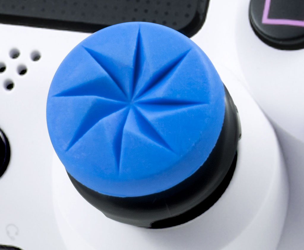 KontrolFreek FPS Freek Edge for PlayStation 4 (PS4) and PlayStation 5 (PS5) | Performance Thumbsticks | 1 High-Rise Convex, 1 Low-Rise Convex | Blue