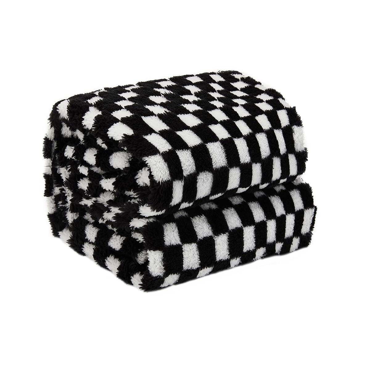 CozyRest Flannel Throw Blanket Super Soft Lightweight Bed Blanket 3D Checkered Pattern All-Season Cozy, Plush Bed Couch Blanket for Adults (Black, 50 x 60 inches)