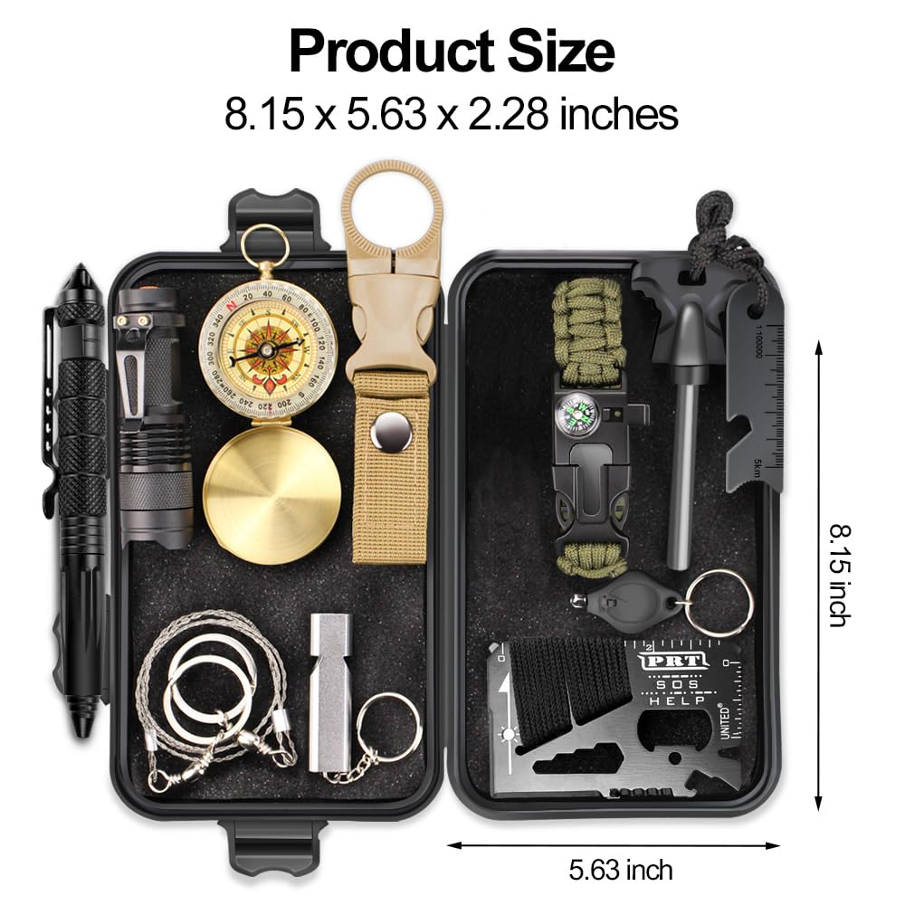 EMDMAK Gifts for Men Dad Husband Boyfriend, Survival Gear and Equipment 15 in 1, Outdoor Emergency Survival Kit, Camping Hunting Fishing Christmas Birthday Gifts Ideas for Him Teen Boy Cool Gadget