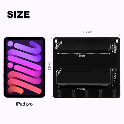 JUMEIHUI Wall Mount Shelf Organizer, Adhesive Bedside Shelf Accessories with Hooks and Cable Clips, Dorm Room Wall Storage for Phone, Remote, Earphone, Kindle, Plastic(Black)