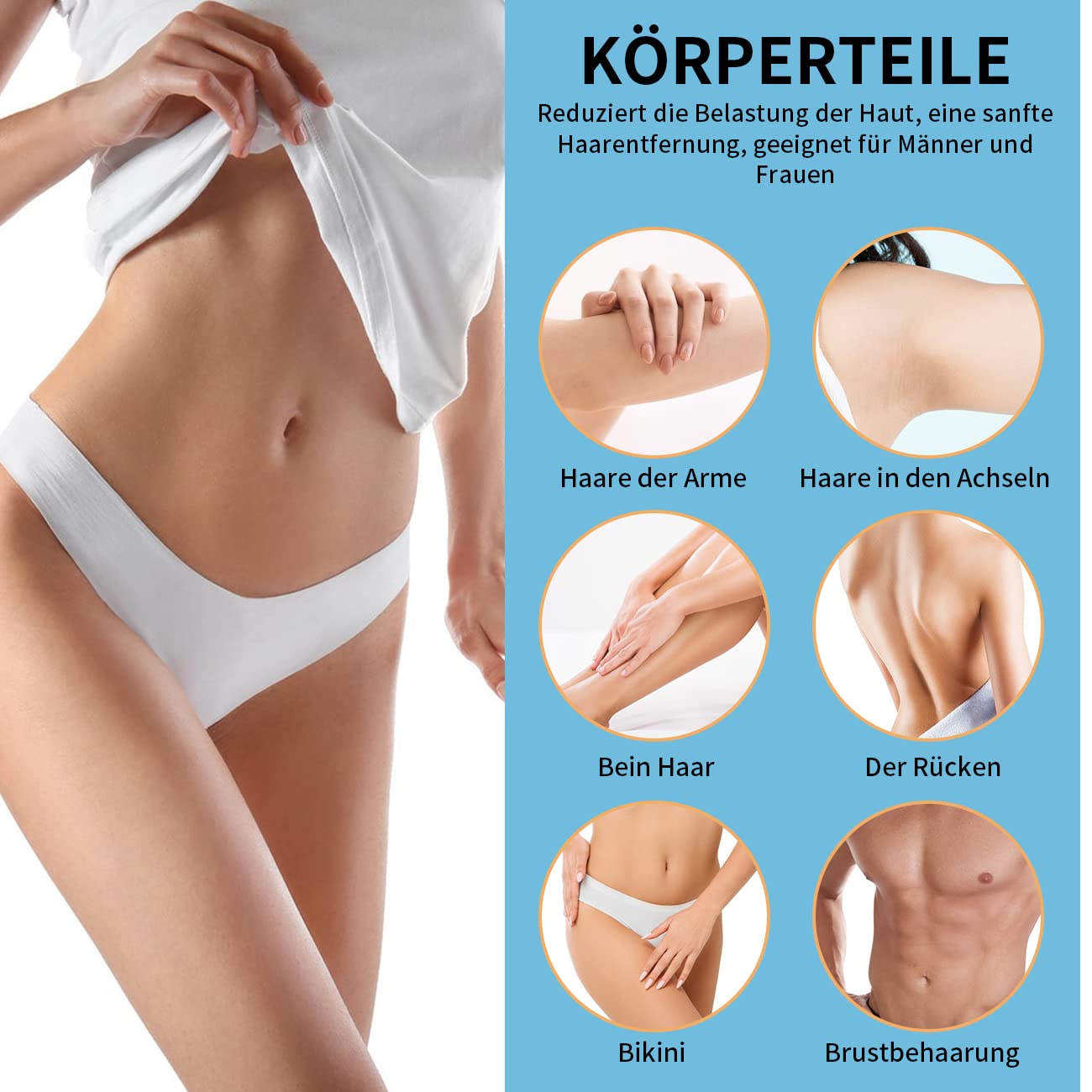 Hair Removal Without Shaving, Crystal Hair Remover, Washable Nano Epilator for Men and Women, Reusable Magic Crystal Hair Remover, Stone for Body, Legs, Arms, Back Exfoliating (Blu)