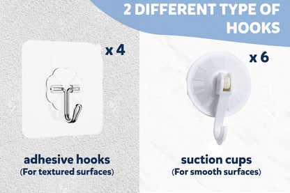 2 x Mesh Bath Toy Organizer + 8 Ultra Strong Hooks – The Perfect Bathtub Toy Holder & Bathroom or Shower Caddy – These Multi-use Net Bags Make Baby Bath Toy Storage Easy – For Kids & Toddlers