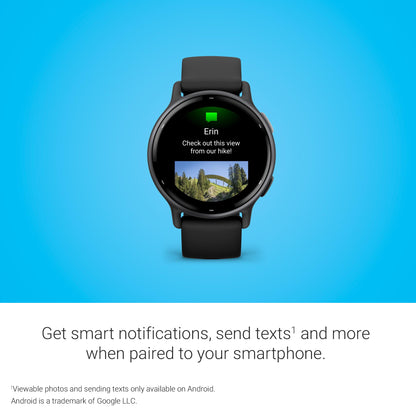 Garmin Vívoactive 5, Health and Fitness GPS Smartwatch, AMOLED Display, Up to 11 Days of Battery, Slate Aluminum Bezel with Black Case and Silicone Band