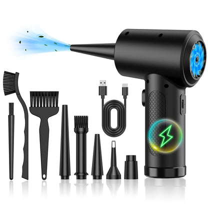 Electric Compressed Air Duster - 91000RPM High-Power Cordless Rechargeable Air Blower for PC, Keyboard, Computer & Electronics Cleaning - Portable Air Can Replacement for Office, Car, Home & Dusting