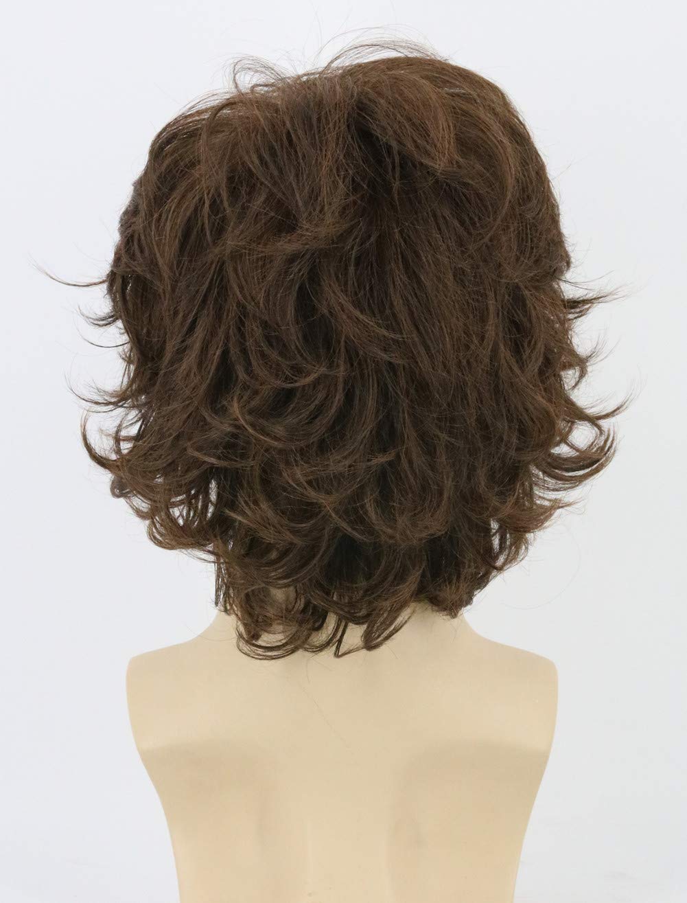 LeMarnia 70s Mens Wigs Brown Short Wavy Shaggy Wig Cosplay Halloween Costume Wigs+Wig Cap and Beard