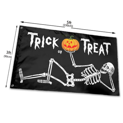 Halloween Skull Flag 3x5 Ft Outdoor Outside With Grommets Indoor Trick Or Treat Flags House Yard Garden Decorations Holiday Banner Sign