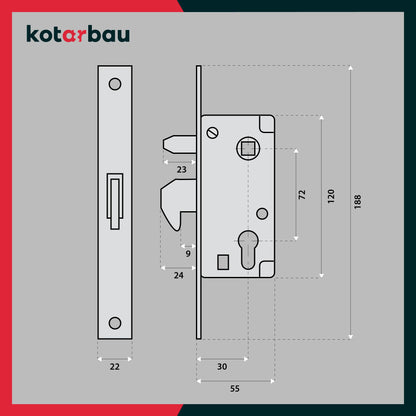 KOTARBAU® Hook Lock Sliding Gates 72/30 Mortise Lock Guide Pin Sliding Door Lock Hook Latch Lock Corrosion Resistant Strike Plate Entrance Gate