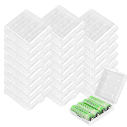KEEPOW 24 Pcs AA/AAA Battery Storage Case Holder Box, Clear Color