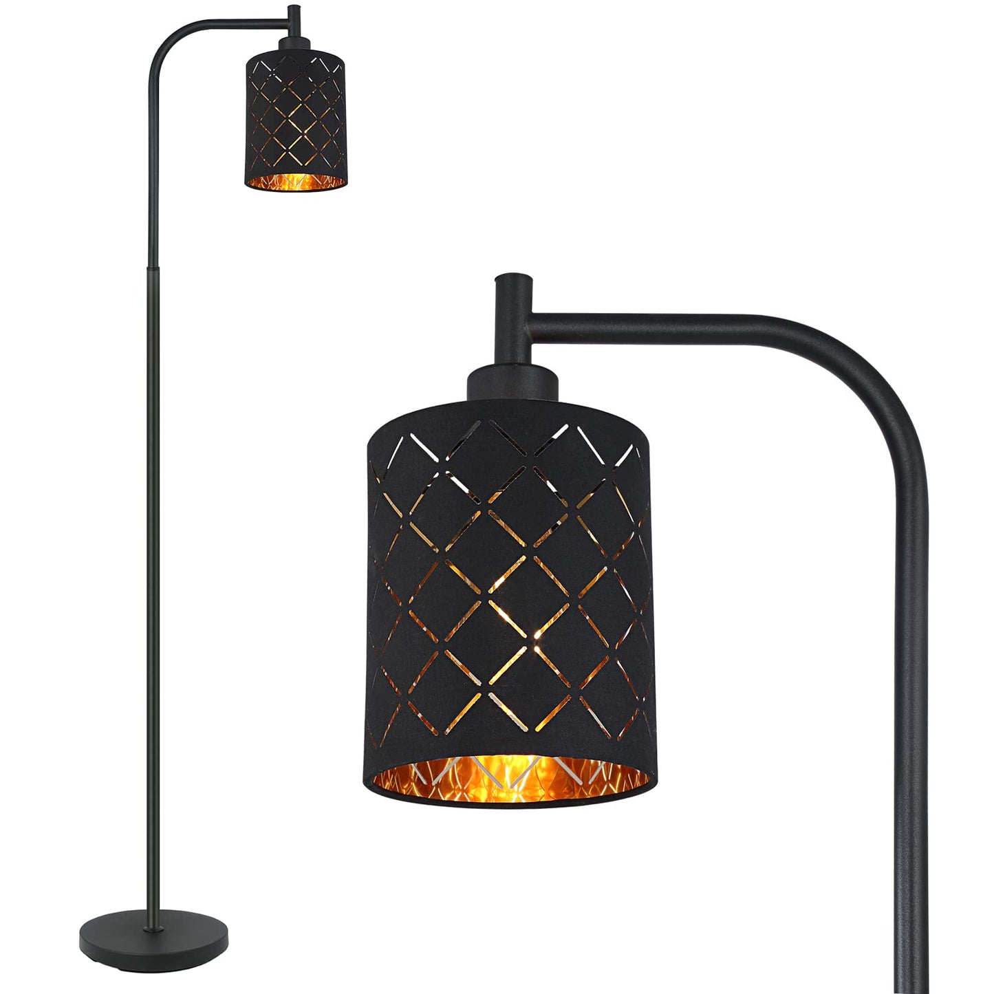 Gothic Floor Lamp with Laser-Cutout Lampshade, LED Standing Lamp for Living Room & Bedroom, 67 Inch Black Arc Modern Farmhouse Lamp with Foot Switch, E26 Base Socket, Perfect for Magic Decor Lamps