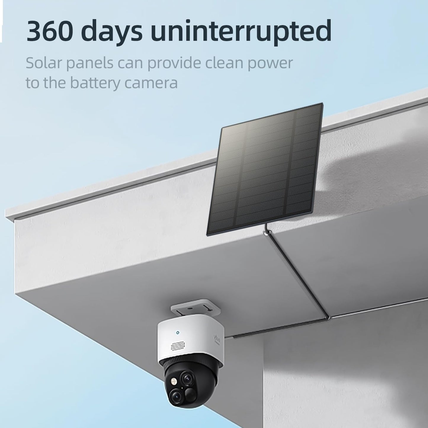 2PC 5W Solar Panel for Security Camera, Solar Panel with Micro USB & USB-C Port for DC 5V Outdoor Rechargeable Battery Camera, IP65 Waterproof, 360° Adjustable Security Mount, 9.8ft Cable(Black)