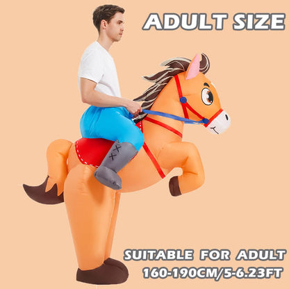 KOOY Inflatable Horse Costume Adult Blow Up Riding Cowboy Cowgirl Costume Funny Ride On Horse Suit for Men Women Halloween Party
