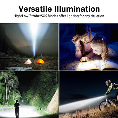 LED Tactical Flashlight Rechargeable, IPX6 Waterproof Flashlight, 2000lm, Super Bright LED, Zoomable, Pocket-Size Small LED Flashlight for Hiking, Camping, Emergency