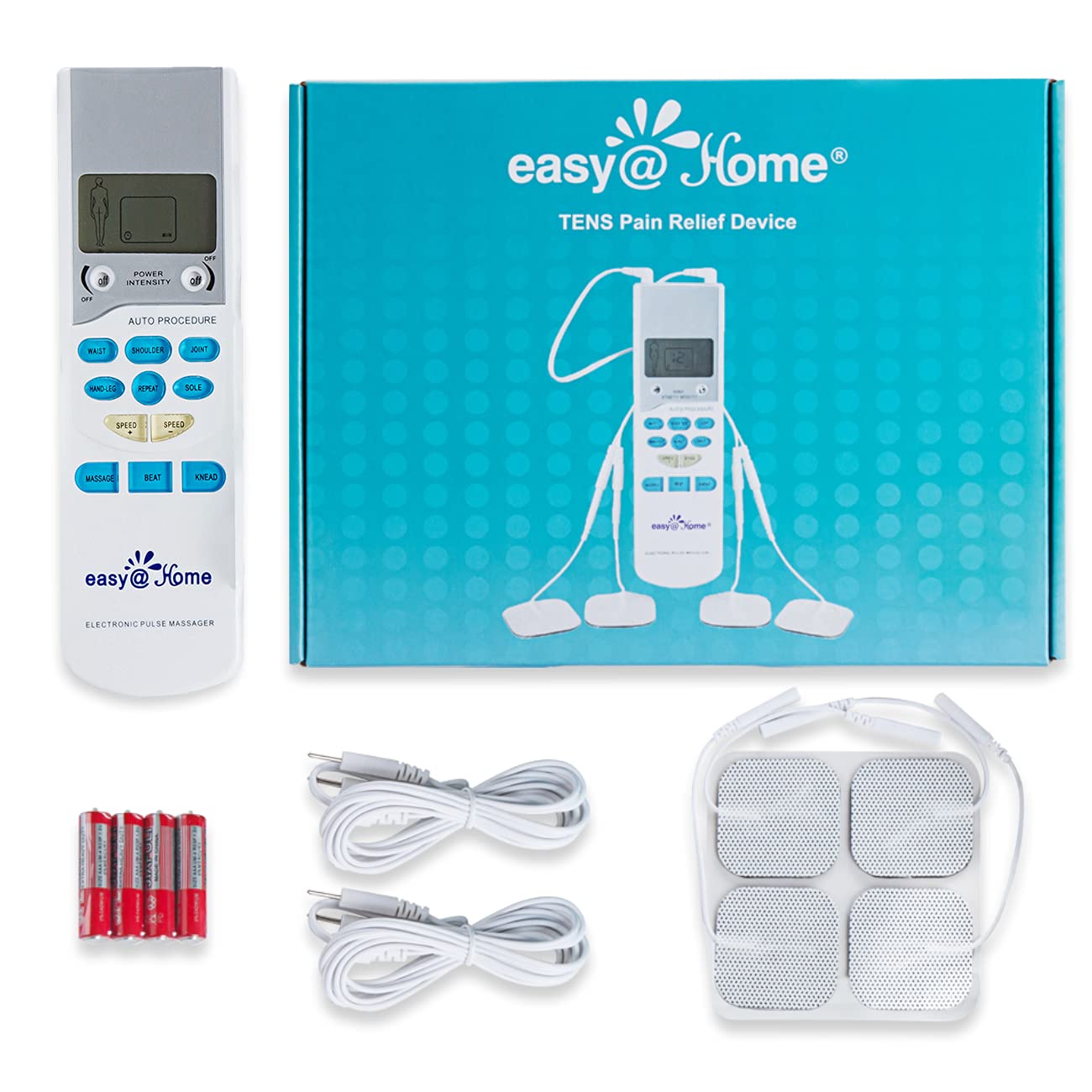 Easy@Home TENS Unit Muscle Stimulator - Electronic Pulse Massager, 510K Cleared, FSA Eligible OTC Home Use Handheld Pain Relief Therapy Device-Pain Management Machine Gift for Mom Dad - EHE009