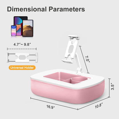 ERGONOV Lap Beanbag Tablet Pillow Stand with Snack Bowl and 360° Rotating Arm, Adjustable iPad Holder for Bed, Couch, and Recliner, Compatible with 4.7"-13" Kindle, iPad, Tablet, Phone,Pink