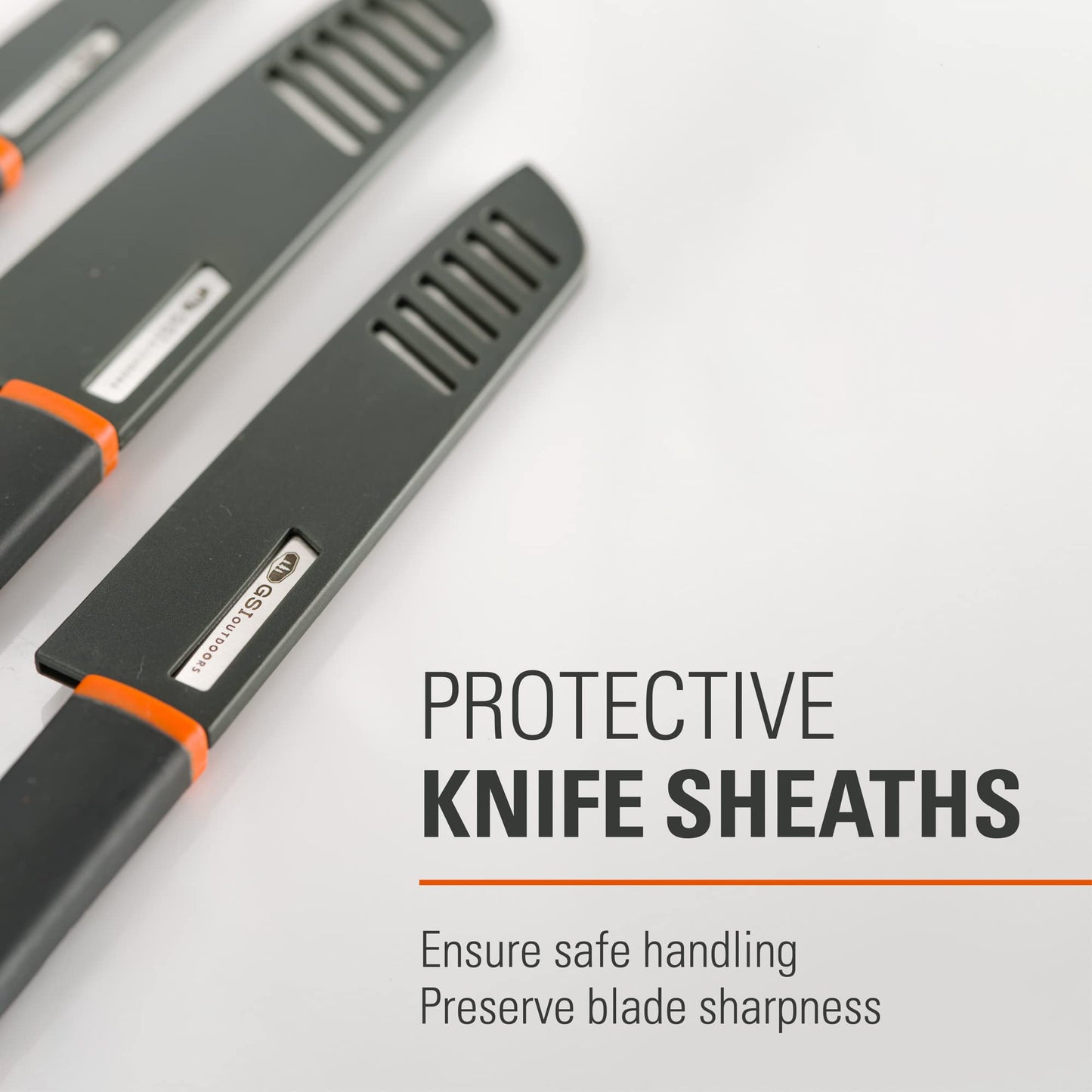 GSI Outdoors Santoku Knife Set, Compact 6-Piece Camping Chef Knife Kit with Cutting Board, Sheaths, Soap Bottle & Travel Case