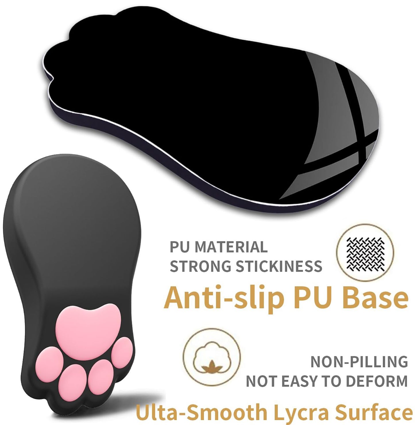 L-SPOUTTO Ergonomic Mouse Pad with Wrist Rest,Cute Cat Paw Mousepad Wrist Support,Comfortable Massage Design Computer Pain Relief Mouse Pad with Non-Slip PU Base for Desk Laptop Gaming Office,Black