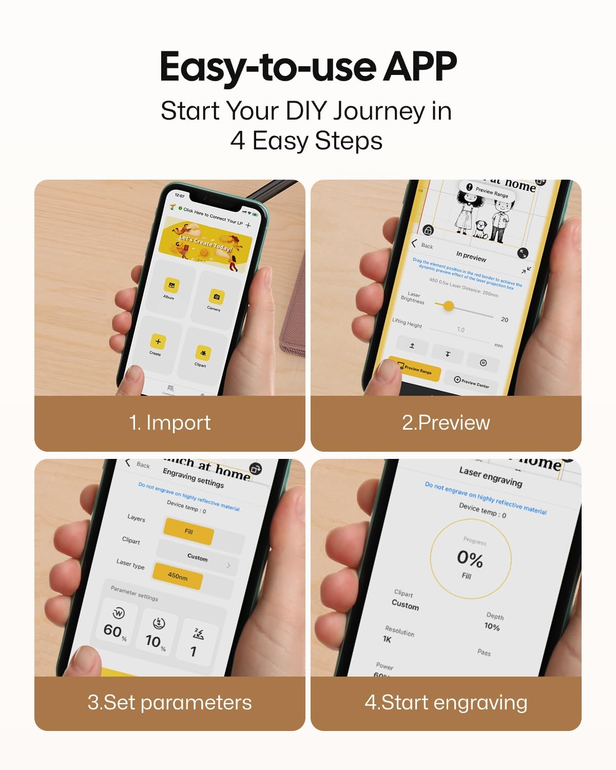 LaserPecker LP1 Pro Laser Engraver for Beginners, Mini Portable Laser Engraving Machine for Wood/Leather/Felt, 190g Lightweight, 10,000+ Hour Lifespan, Laser Safety Glasses Included, Basic Set