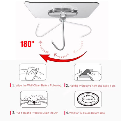 DDMY 24 Packs Hooks for Hanging 50lb Wall Hooks Transparent Reusable Waterproof Adhesive Hook for Kitchen Curtain, Towel Hook for Bathrooms, Heavy Duty Self Coat Hook for Walls No Damage