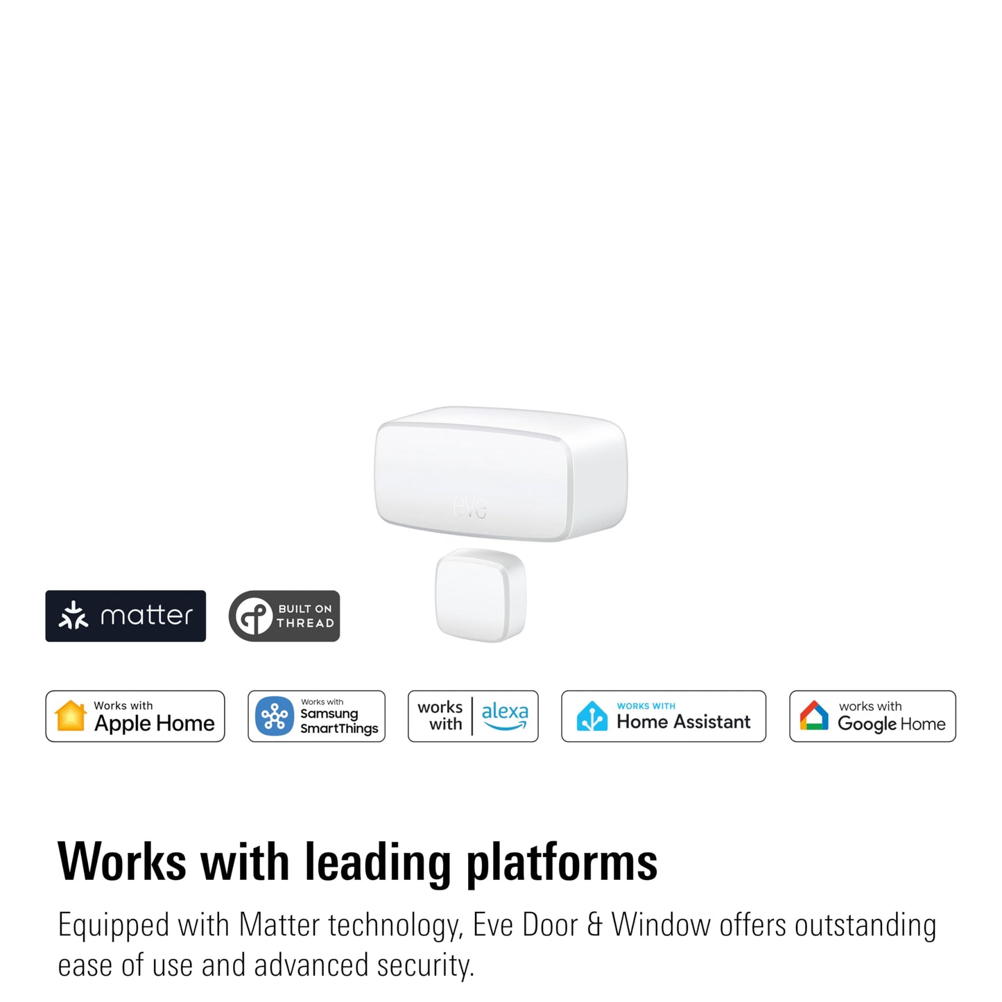 Eve Door & Window (Matter) – Smart Contact Sensor for Doors & Windows, Open/Closed State, Automatic Control of Accessories, Matter Over Thread, Apple Home, Alexa, Google Home, SmartThings